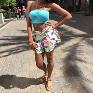 Feather Print Shorts